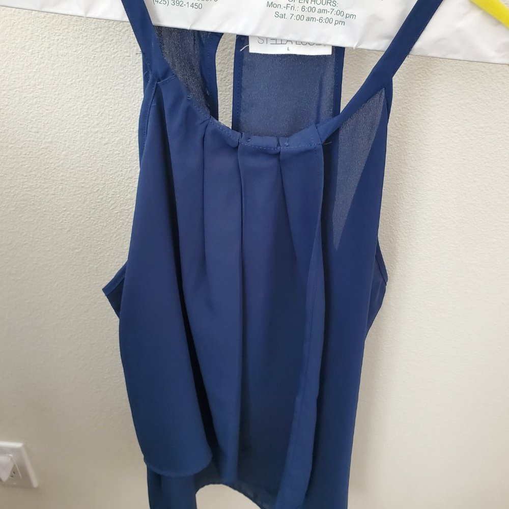 Navy Blue Sheer Tank Top